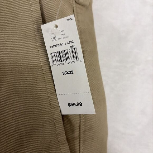 Gap Mens Essential Khaki Straight Pants Beige 38x32 Stretch Waist Mid Rise NWT - Picture 4 of 6
